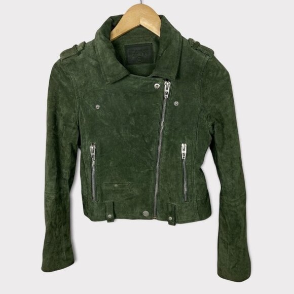 BlankNYC 100% Leather Green Moto Biker Jacket Suede Size XS Silver Hardware Boho - Picture 6 of 16